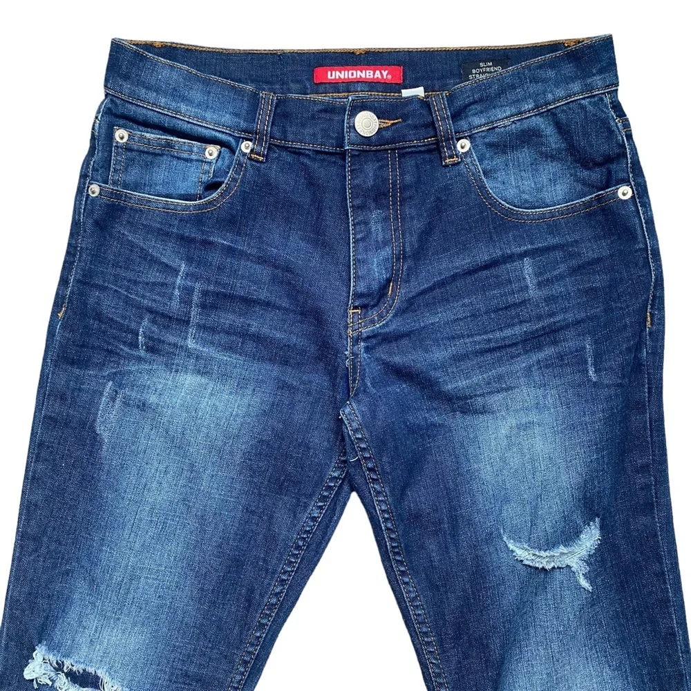 Union Bay Slim Boyfriend Straight Leg Distressed/Ripped Jeans 5